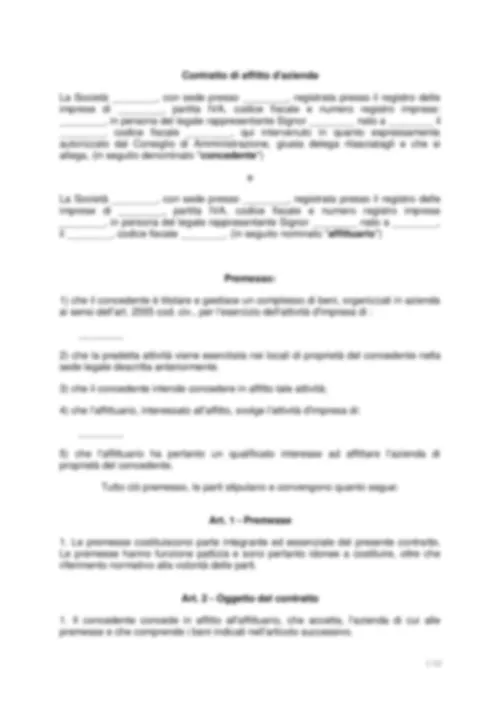 Contratto di affitto d'azienda