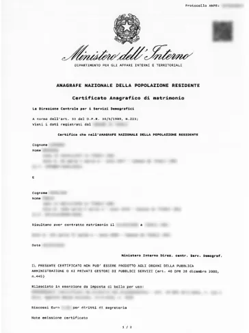 Copia integrale Atto di Matrimonio