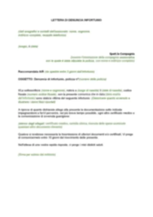 LETTERA DI DENUNCIA INFORTUNIO