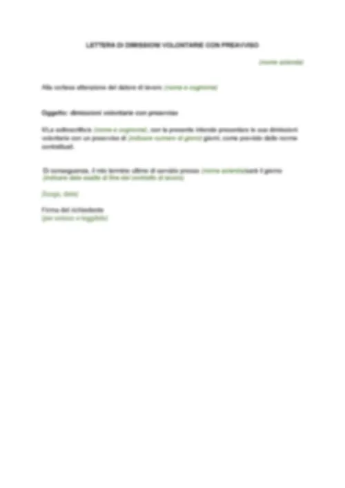 LETTERA DI DIMISSIONI VOLONTARIE CON PREAVVISO